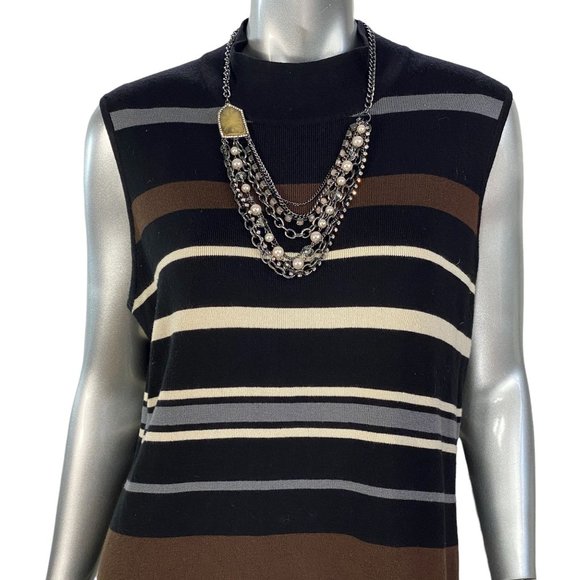 Cato Brown Black Striped Sleeveless Knit Skirt Set XL - Picture 9 of 11